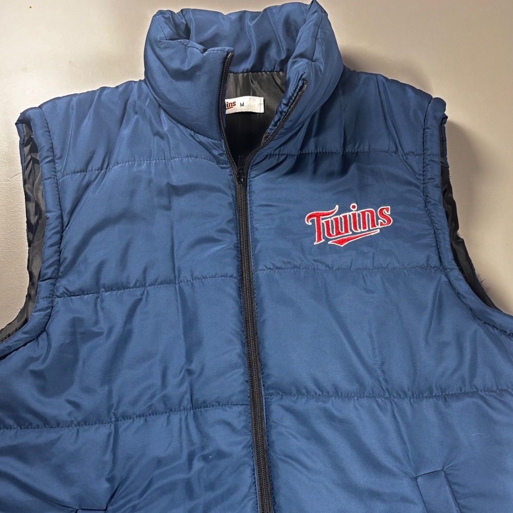 Minnesota Twins Ford‎ Puffer Vest Medium Y2K Embroidered MLB Blue